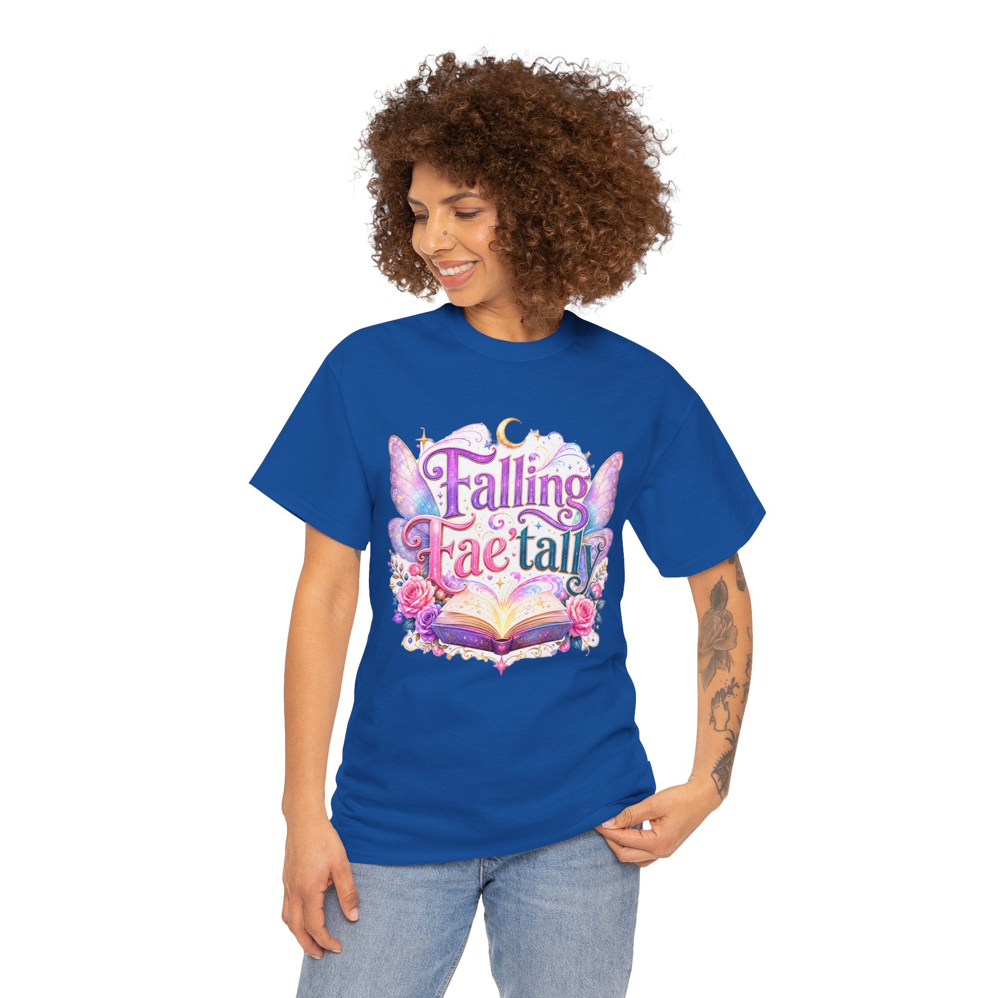 Falling Fae-tally Tee — Fantasy Fairy Wings & Open Book Graphic T-Shirt
