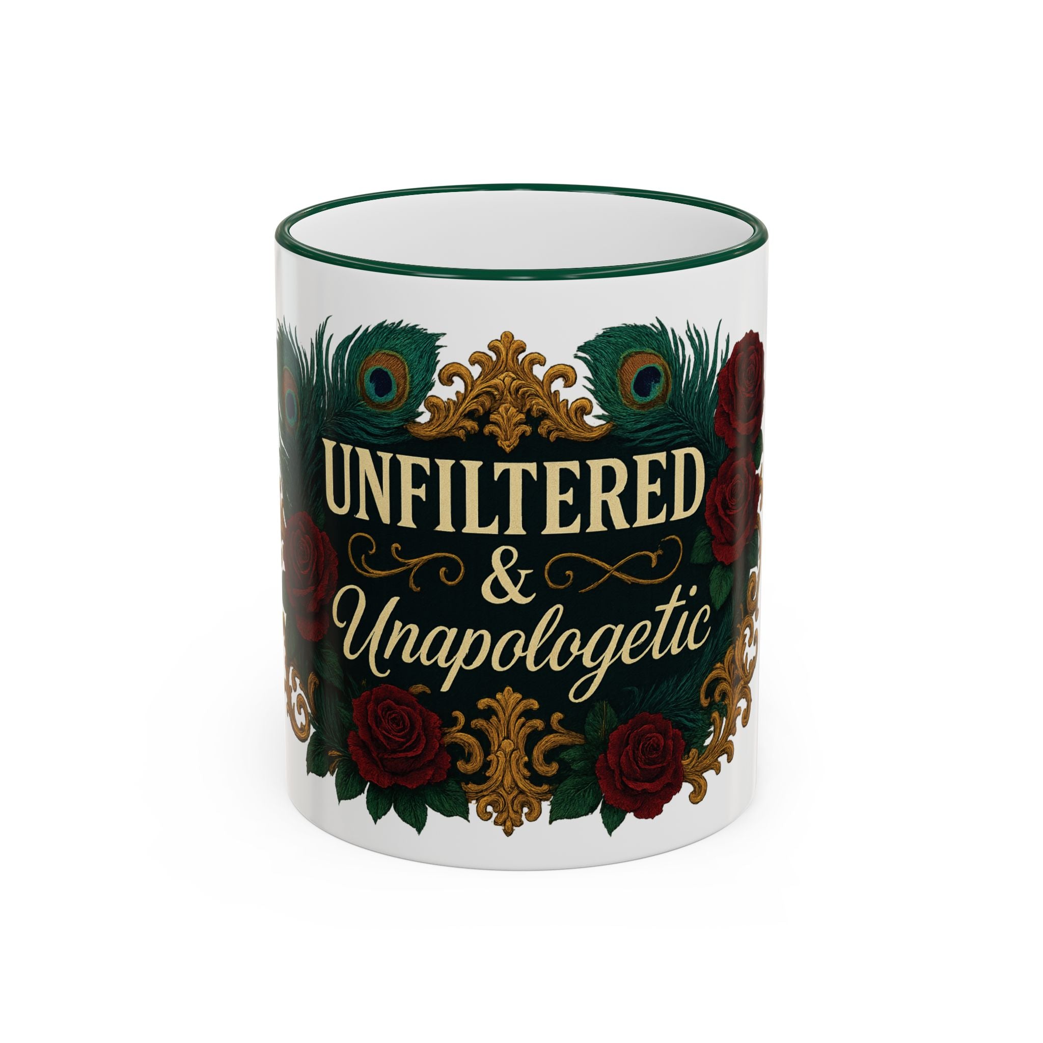 Unfiltered & Unapologetic Accent Rim Mug — Floral Gothic 11oz/15oz