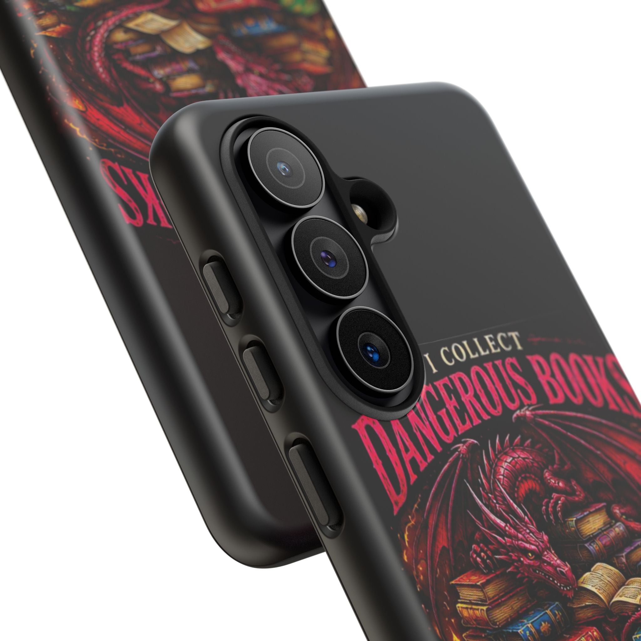 Phone Case — "I Collect Dangerous Books" Dragon Bookshelf Protective Cover