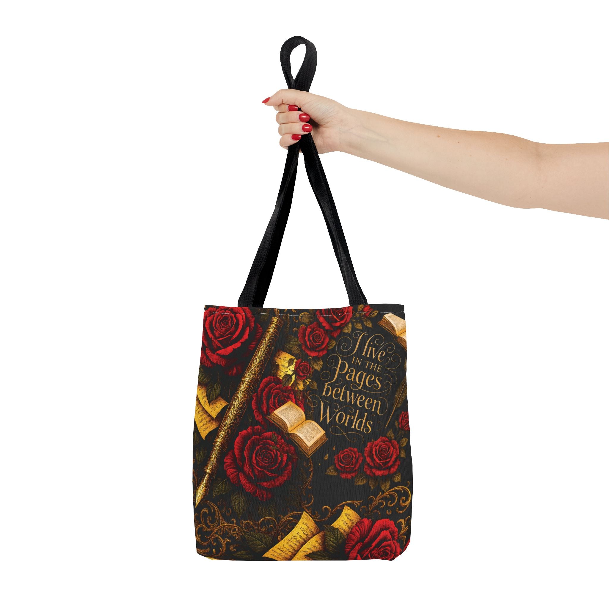 Bookish Rose Tote Bag — "The Pages Between Books" Literary Shopper
