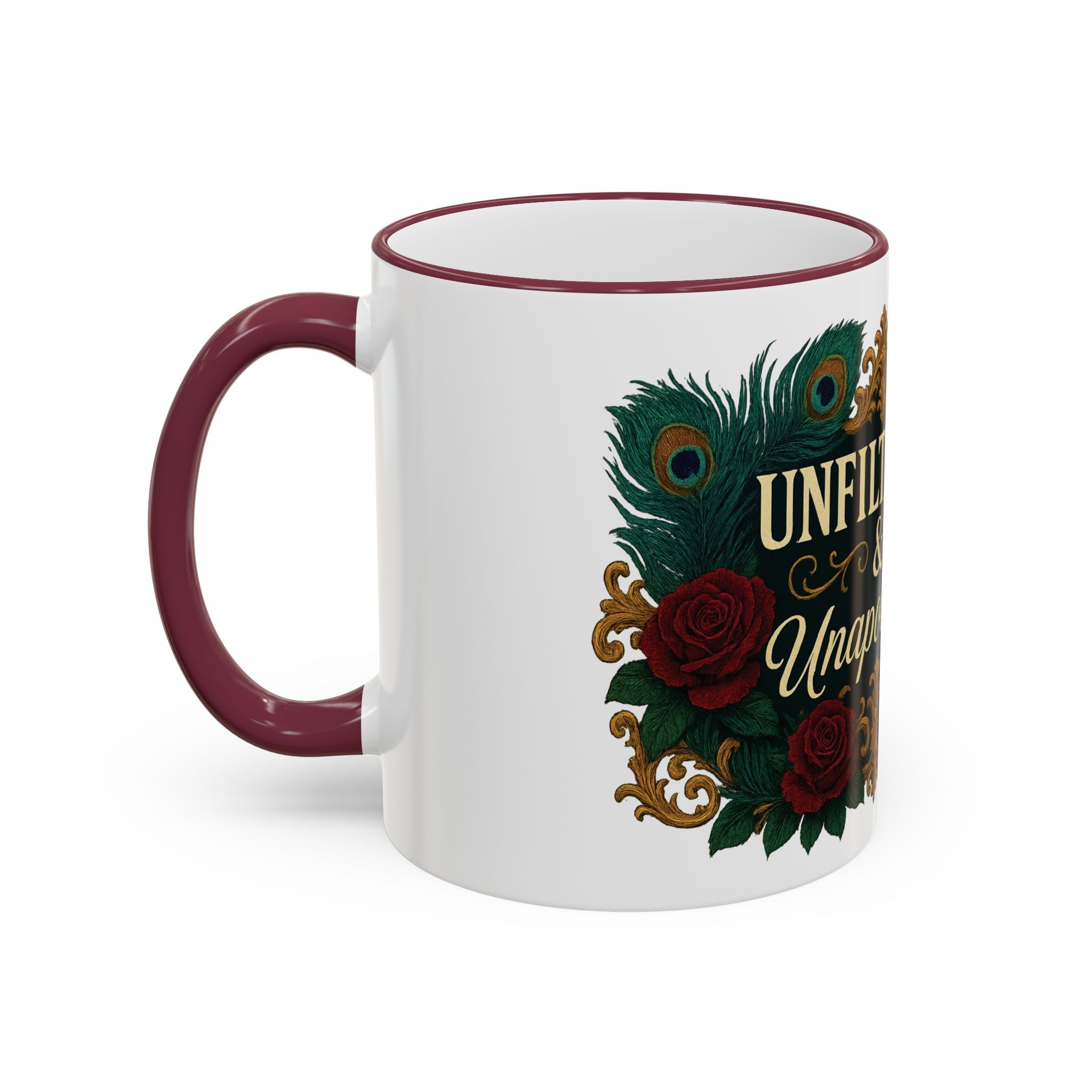 Unfiltered & Unapologetic Accent Rim Mug — Floral Gothic 11oz/15oz