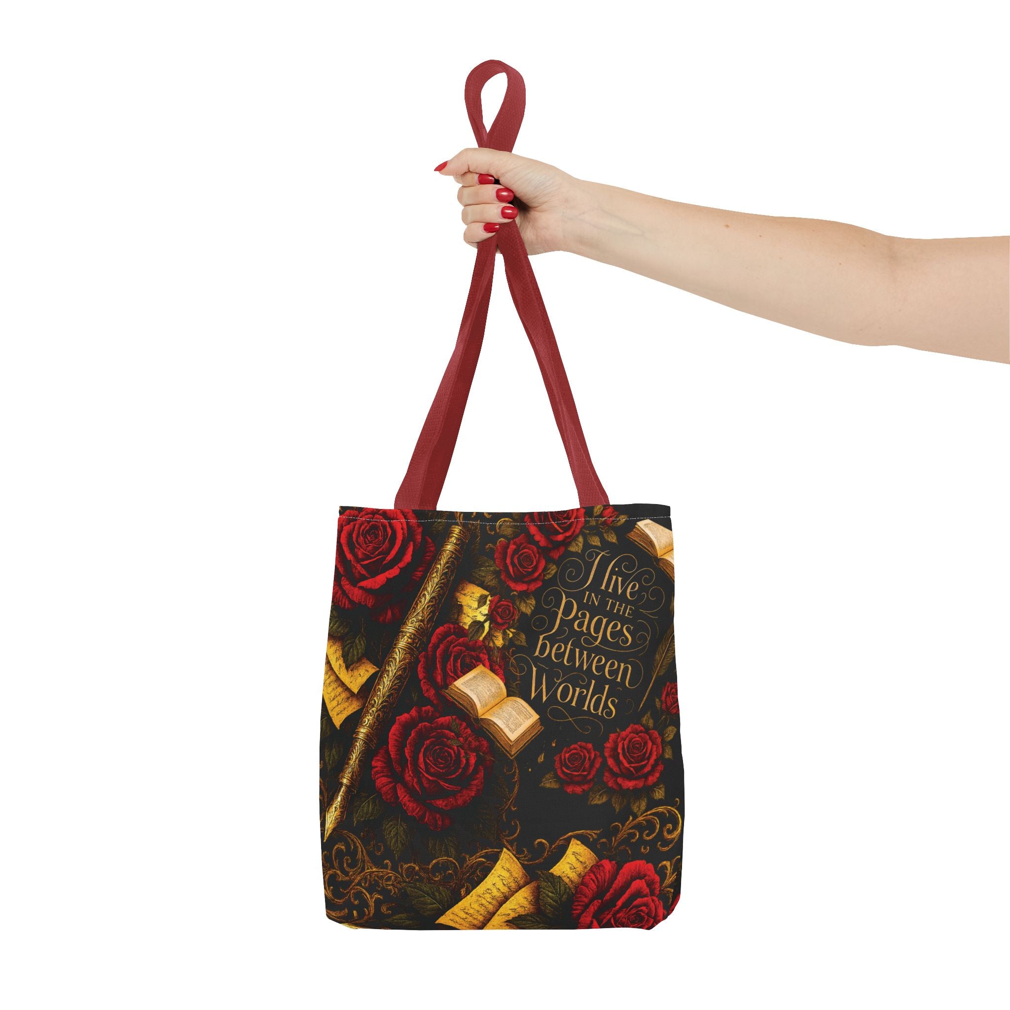 Bookish Rose Tote Bag — "The Pages Between Books" Literary Shopper