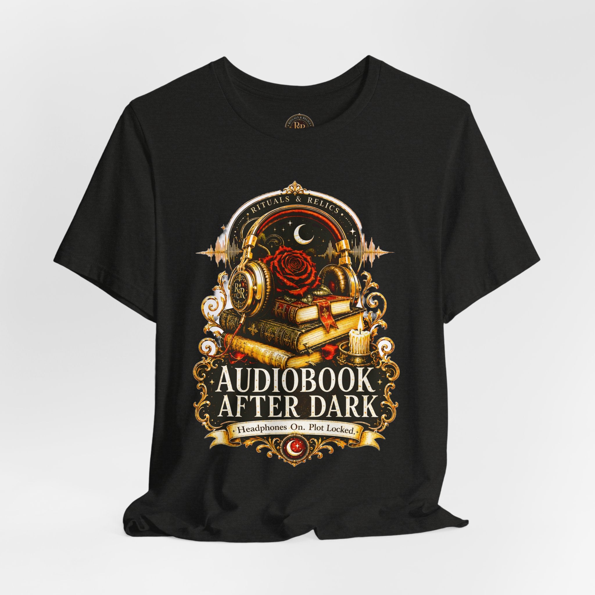 Audiobook After Dark Tee — Vintage Headphones & Books Nightshirt