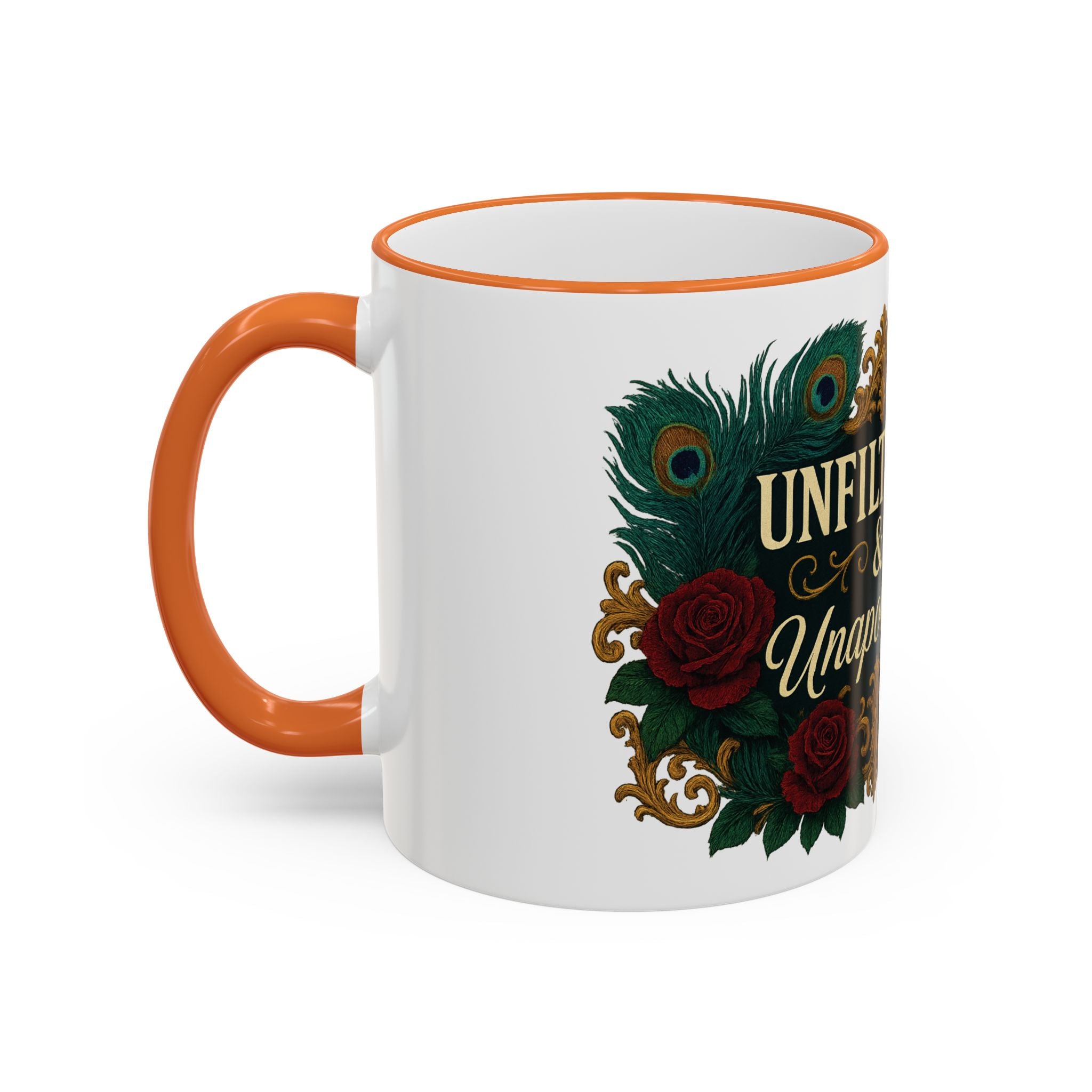 Unfiltered & Unapologetic Accent Rim Mug — Floral Gothic 11oz/15oz