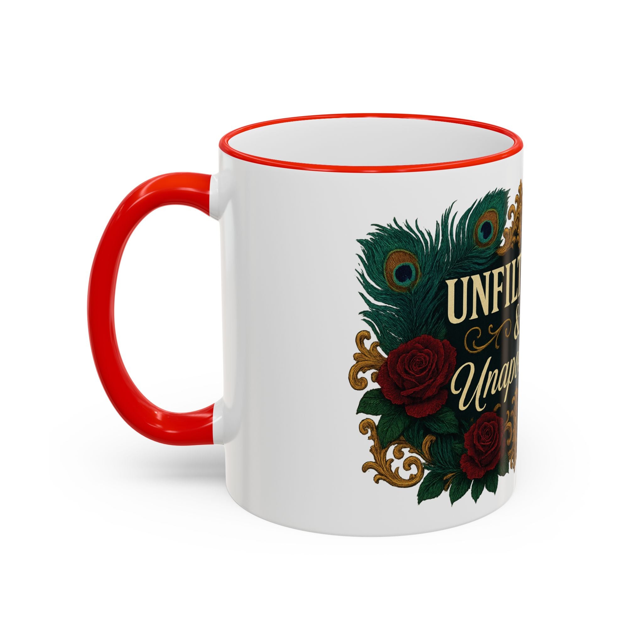 Unfiltered & Unapologetic Accent Rim Mug — Floral Gothic 11oz/15oz