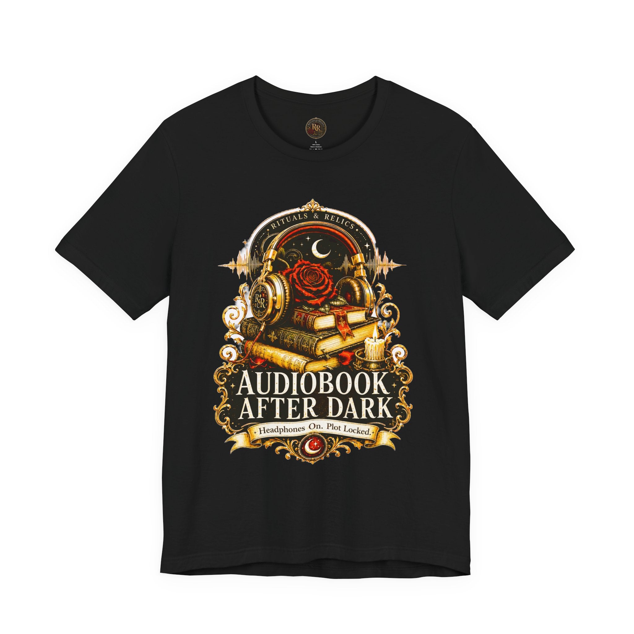 Audiobook After Dark Tee — Vintage Headphones & Books Nightshirt