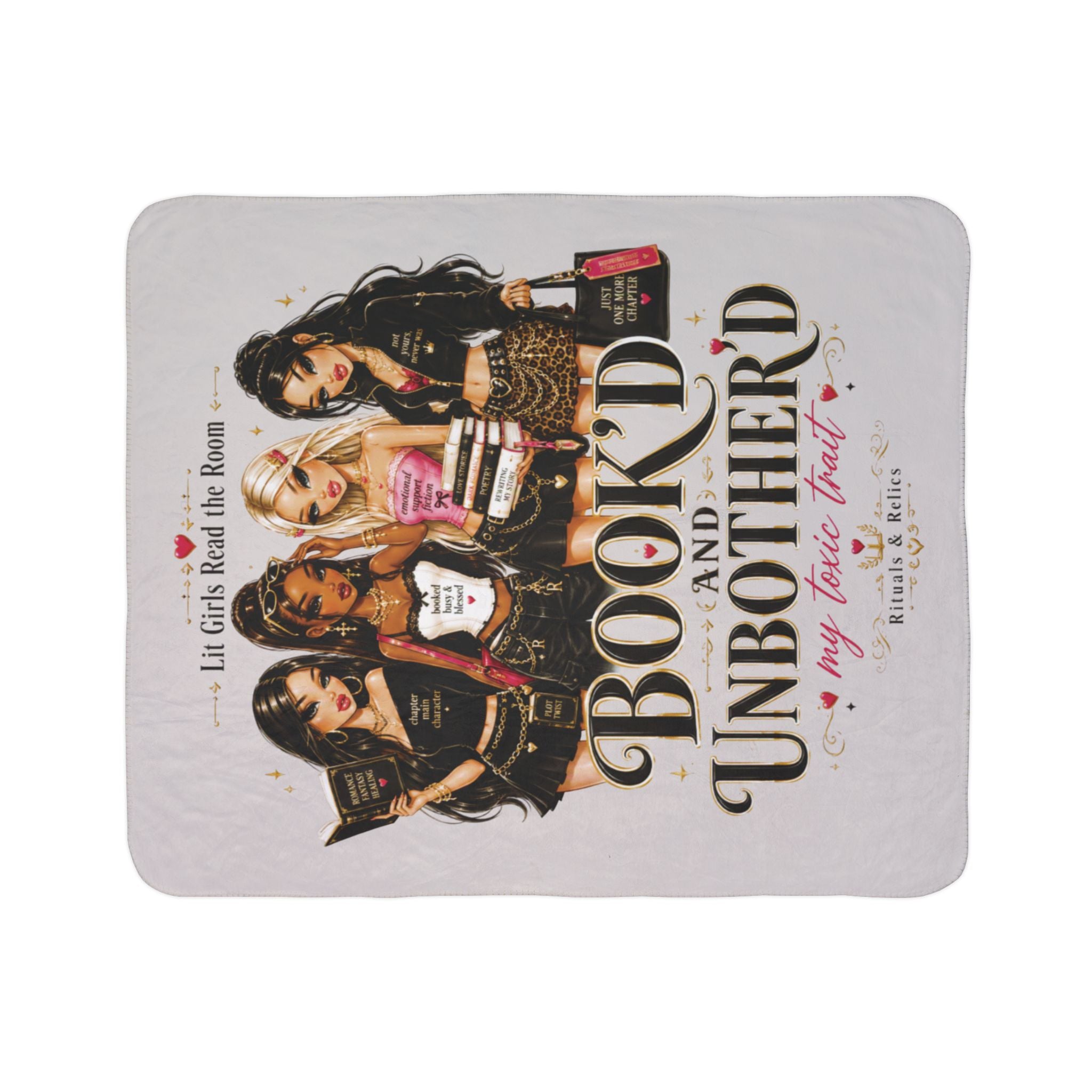 Book'd and Unbothered Sherpa Blanket — Cozy Reading Gift for Book Girls