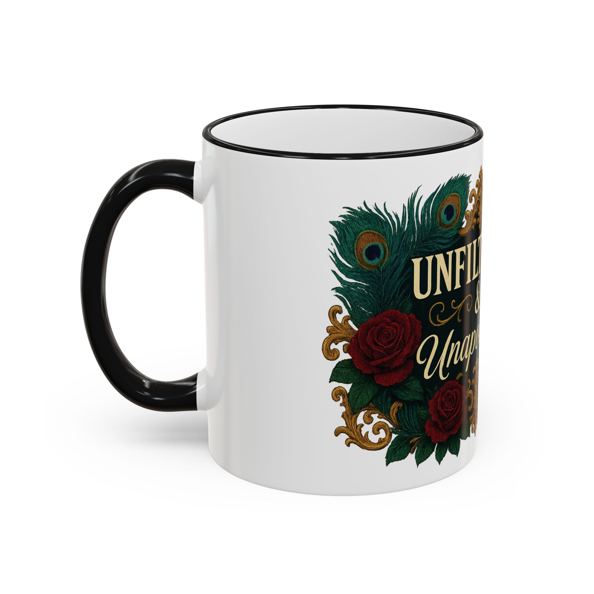 Unfiltered & Unapologetic Accent Rim Mug — Floral Gothic 11oz/15oz