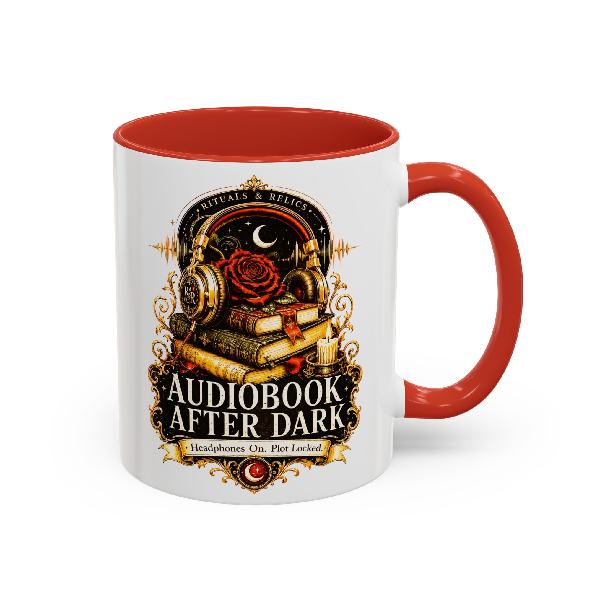 Audiobook After Dark Coffee Mug — Headphones On, Plot Locked (Accent 11/15oz)