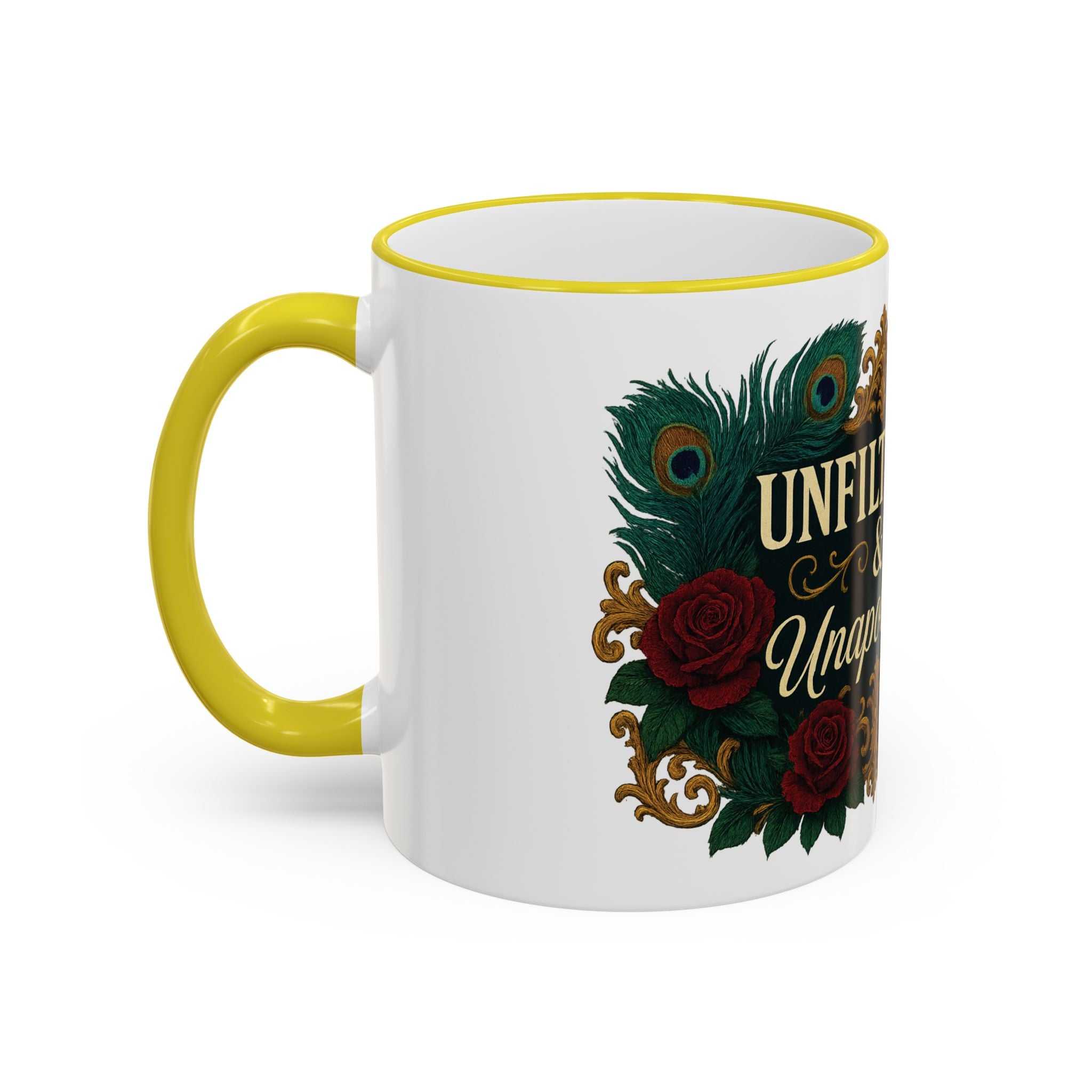 Unfiltered & Unapologetic Accent Rim Mug — Floral Gothic 11oz/15oz