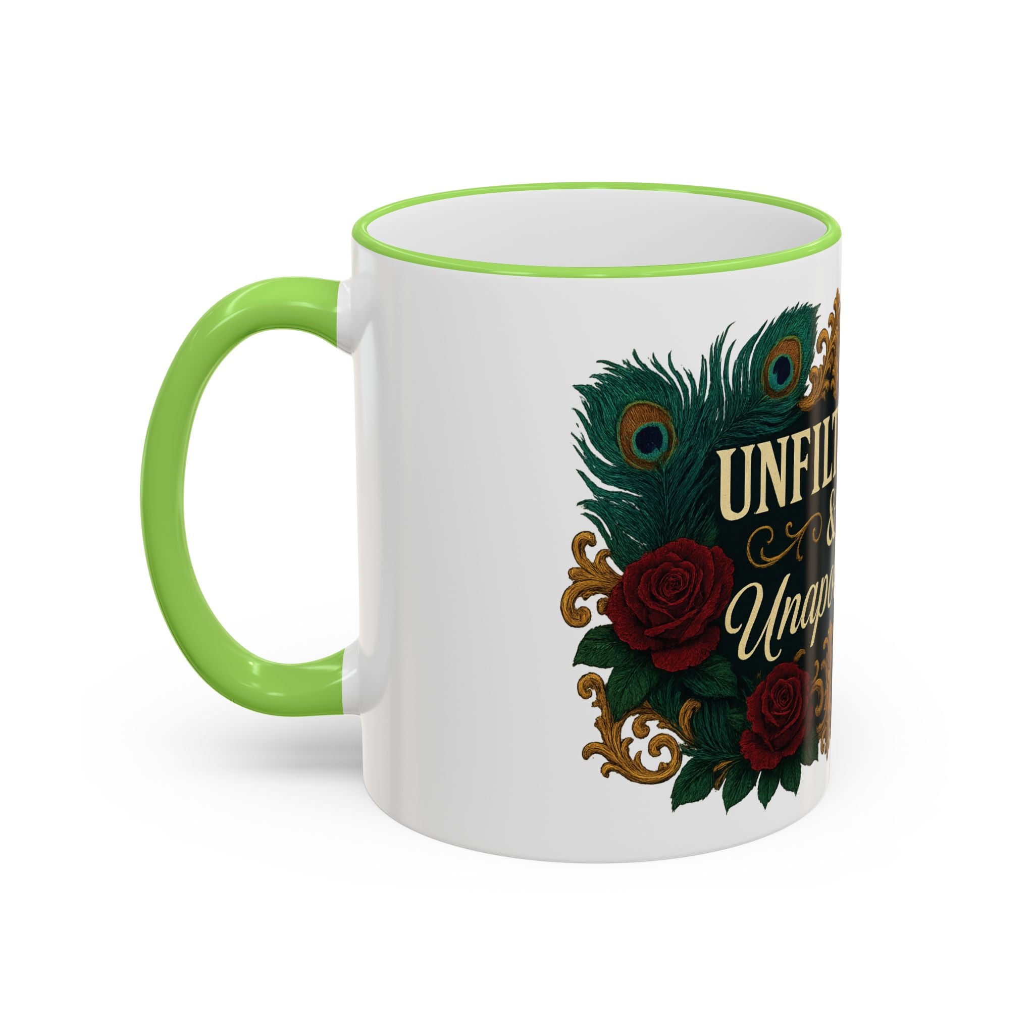 Unfiltered & Unapologetic Accent Rim Mug — Floral Gothic 11oz/15oz