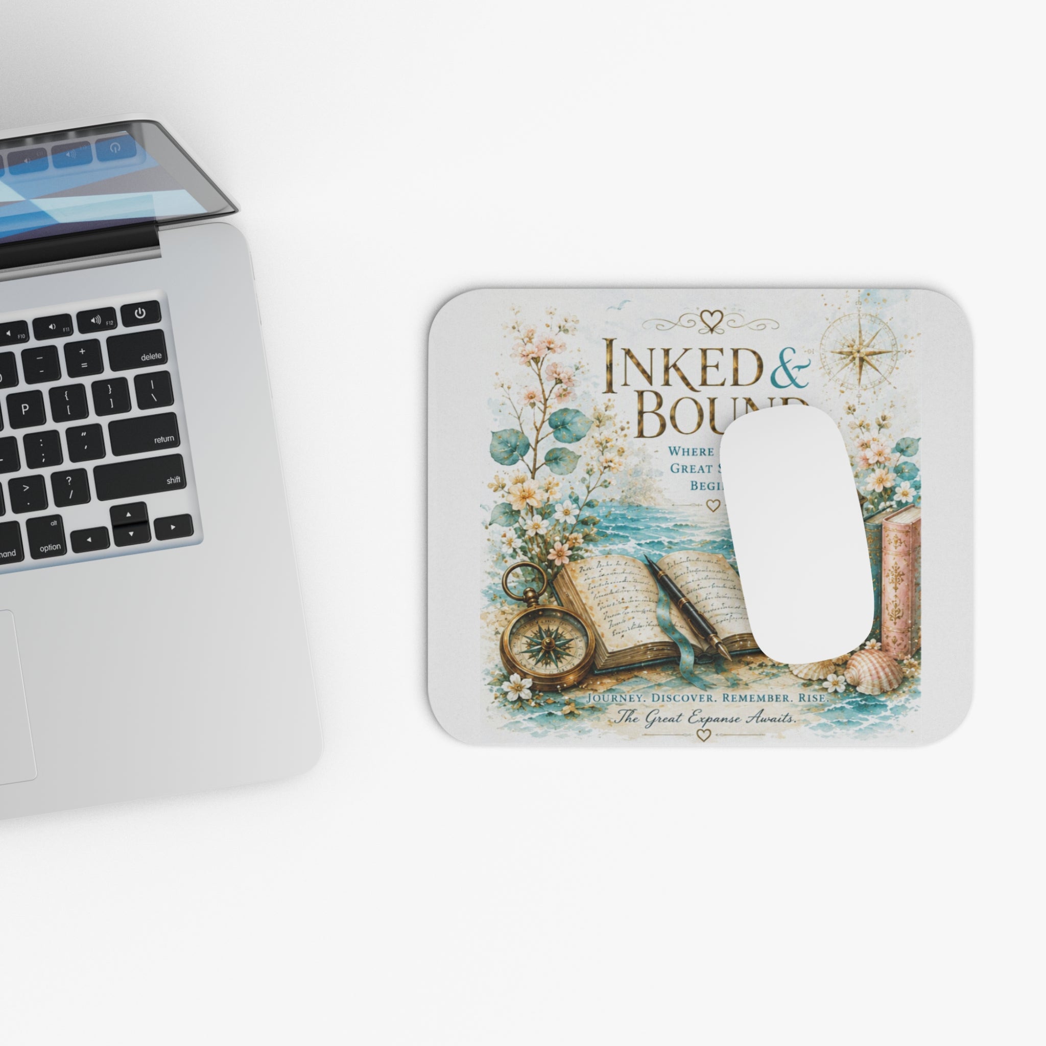 Inked & Bound Literary Mouse Pad — Vintage Nautical Book Lover Desk Mat