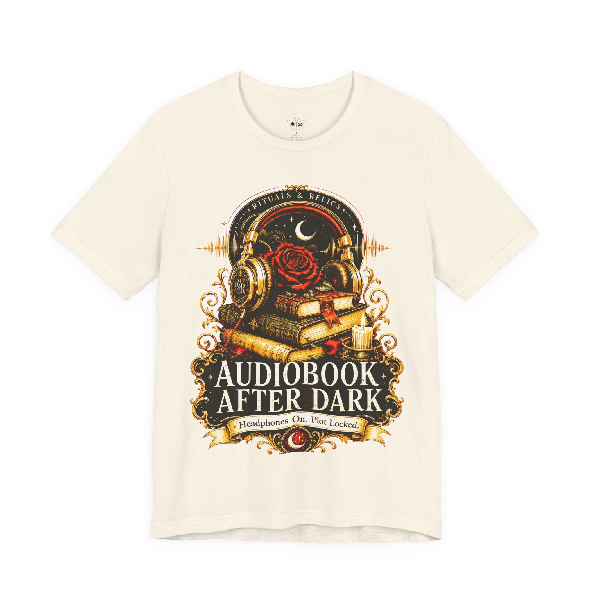 Audiobook After Dark Tee — Gothic Headphones & Books Nightshirt