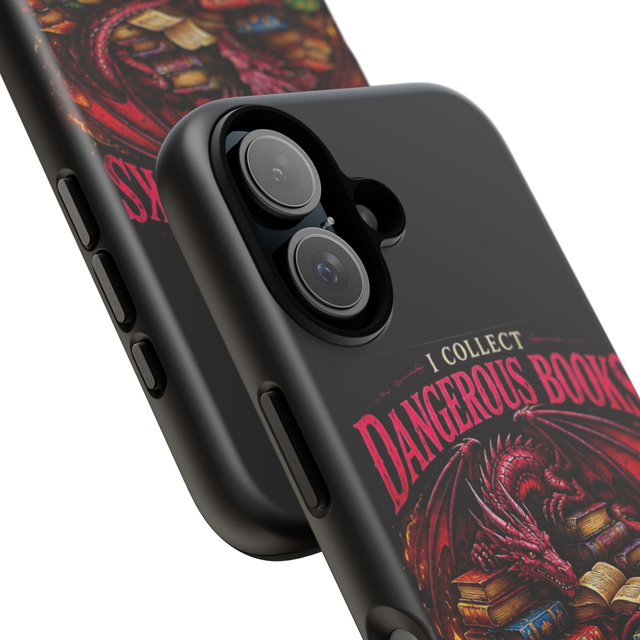 Phone Case — "I Collect Dangerous Books" Dragon Bookshelf Protective Cover